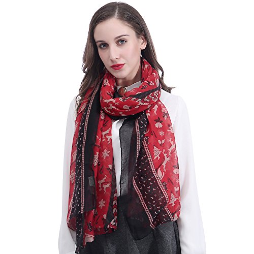 Lina & Lily Damen Schal Tuch mit Weihnachts-Muster (Rot, Weihnachten) von Lina & Lily