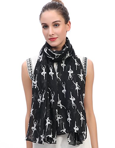 Lina & Lily Damen Schal mit Ballerinas Muster (Schwarz) von Lina & Lily