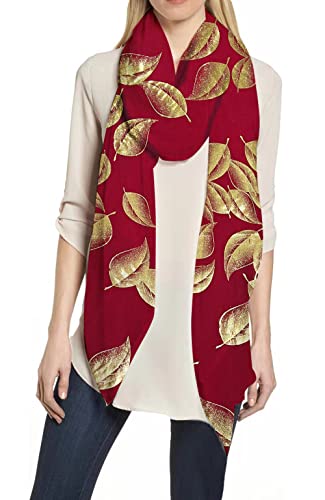 Lina & Lily Damen Schal mit Blattmuster Metallic (Rot-Gold) von Lina & Lily