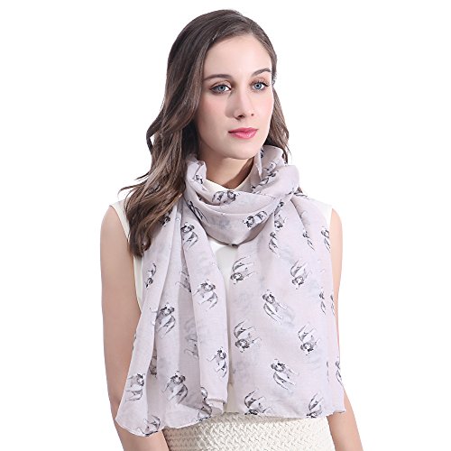 Lina & Lily Damen Schal mit Britische Bulldogge Hundemuster (Beige) von Lina & Lily