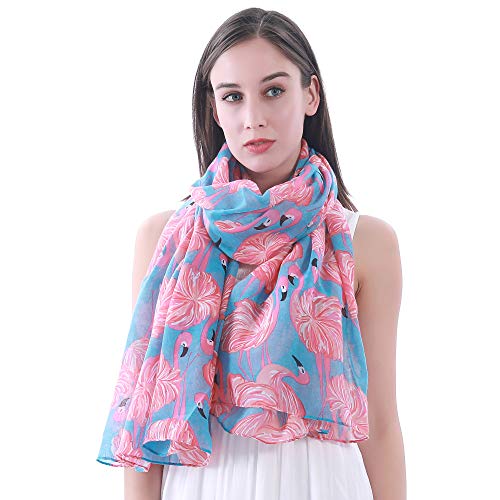 Lina & Lily Damen Schal mit Flamingo Motiv (Himmelblau) von Lina & Lily