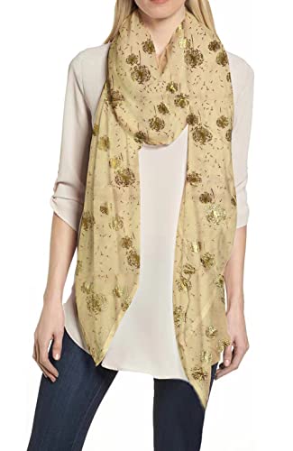 Lina & Lily Damen Schal mit Löwenzahn-Muster Metallic (Beige-Gold) von Lina & Lily