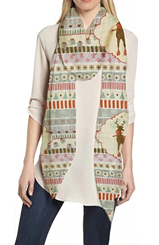 Lina & Lily Damen Schal Tuch mit Weihnachts-Muster (Mehrfarbig, Weihnachts-Rentier) von Lina & Lily