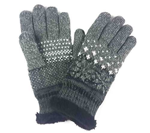 Lina & Lily Damen Winter Gestrickte Handschuhe mit Schneeflocken-Motiv (Grau) von Lina & Lily