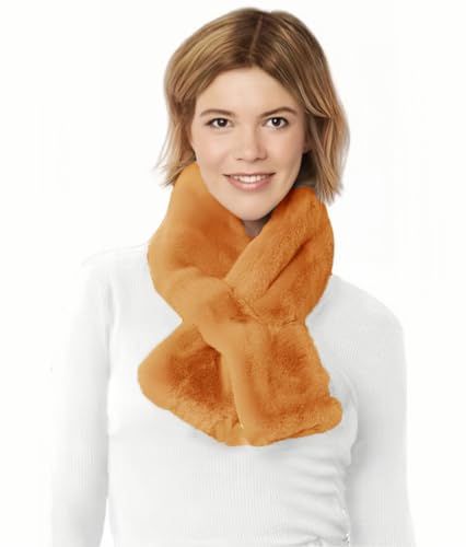 Lina & Lily Damen Winter Kunstfell Schal Halswärmer Pull-Through (Camel) von Lina & Lily