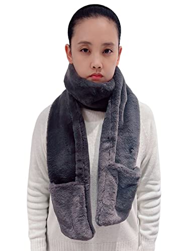 Lina & Lily Damen Winter Kunstpelz Schal mit Taschen (Dunkelgrau) von Lina & Lily
