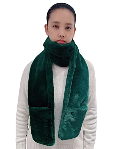 Lina & Lily Damen Winter Kunstpelz Schal mit Taschen (Dunkelgrün) von Lina & Lily
