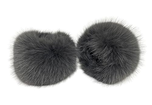 Lina & Lily Damen Winter Armstulpen Manschetten Pulswärmer Kunstfell (Dunkelgrau) von Lina & Lily