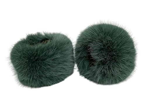 Lina & Lily Damen Winter Armstulpen Manschetten Pulswärmer Kunstfell (Dunkelgrün) von Lina & Lily