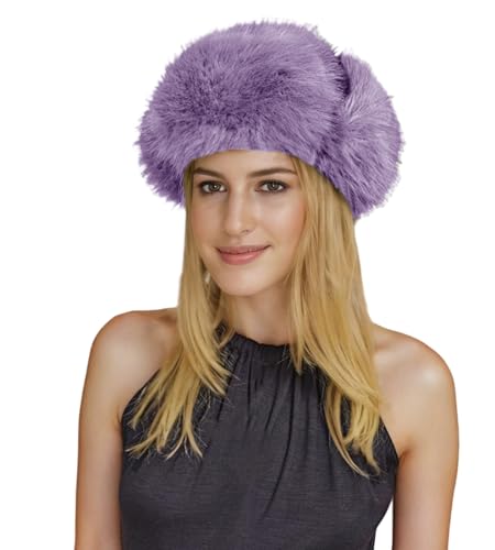Lina & Lily Damen Winter Trappermütze Kunstpelz mit Ohrenklappen (Hellviolett) von Lina & Lily