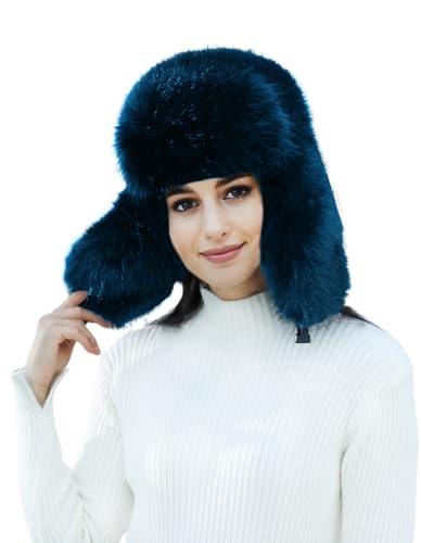 Lina & Lily Damen Winter Trappermütze Kunstpelz mit Ohrenklappen (Teal) von Lina & Lily