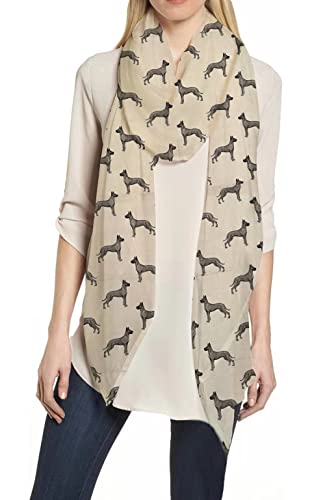 Lina & Lily Deutsche Dogge Hund - Damen Schal Tuch mit Hundemotiv (Beige) von Lina & Lily