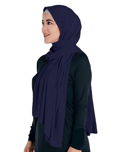 Lina & Lily Maxi Hijab Jersey Premium, Kopftuch Schal Turban für Muslimische Frauen (Marineblau) von Lina & Lily