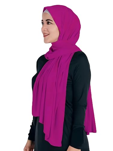 Maxi Hijab Jersey Premium, Kopftuch Schal Turban für Muslimische Frauen (Fuchsie) von Lina & Lily