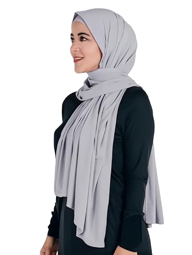 Maxi Hijab Jersey Premium, Kopftuch Schal Turban für Muslimische Frauen (Hellgrau) von Lina & Lily