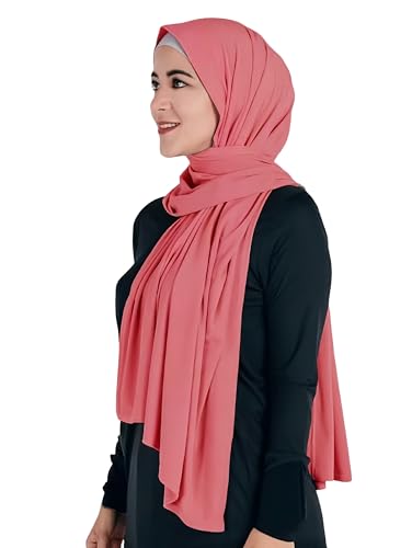 Lina & Lily Maxi Hijab Jersey Premium, Kopftuch Schal Turban für Muslimische Frauen (Koralle) von Lina & Lily