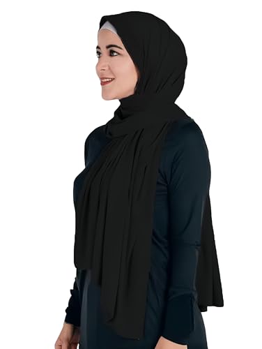 Maxi Hijab Jersey Premium, Kopftuch Schal Turban für Muslimische Frauen (Schwarz) von Lina & Lily