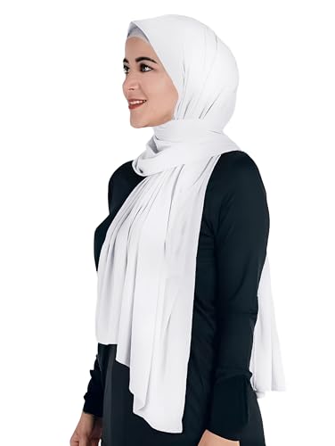 Lina & Lily Maxi Hijab Jersey Premium, Kopftuch Schal Turban für Muslimische Frauen (Weiß) von Lina & Lily