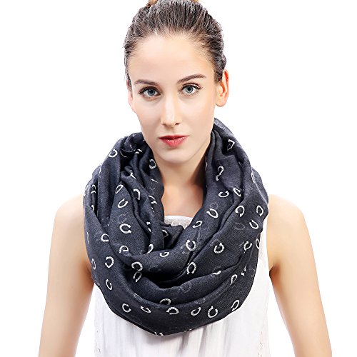 Lina & Lily Hufeisen Horseshoe Damen Loop Schal Schlauchschal (Dunkelgrau) von Lina & Lily