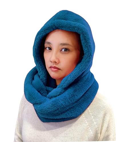 Lina & Lily Kapuzenschal Damen Winter Loop Schal aus Kunstfell (Blaugrün) von Lina & Lily