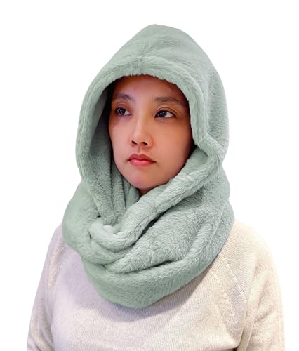 Lina & Lily Kapuzenschal Damen Winter Loop Schal aus Kunstfell (Mintgrün) von Lina & Lily