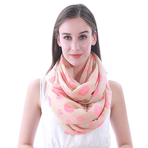 Lina & Lily Lippen Kuss Damen Loop Schlauchschal (Beige) von Lina & Lily