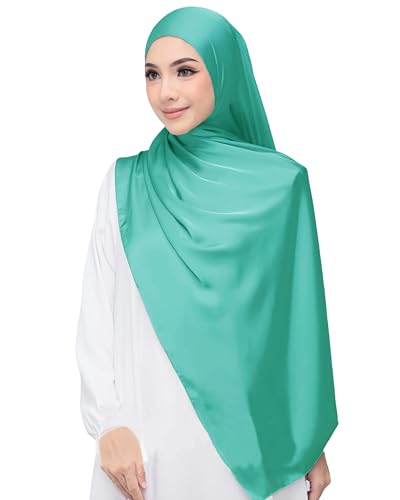 Lina & Lily Luxus-Satin Hijab Kopftuch Schal für Muslimische Frauen Extra Langer (Teal) von Lina & Lily
