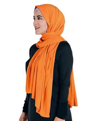 Lina & Lily Maxi Hijab Jersey Premium, Kopftuch Schal Turban für Muslimische Frauen (Orange) von Lina & Lily