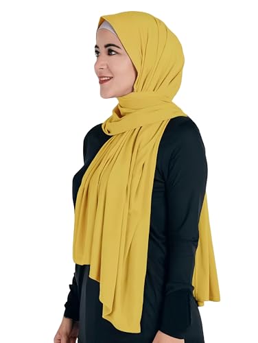 Lina & Lily Maxi Hijab Jersey Premium, Kopftuch Schal Turban für Muslimische Frauen (Senf) von Lina & Lily