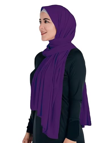 Lina & Lily Maxi Hijab Jersey Premium, Kopftuch Schal Turban für Muslimische Frauen (Dunkelviolett) von Lina & Lily