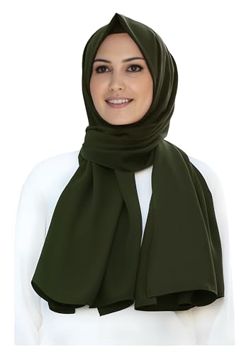Lina & Lily Medina Seide Hijab Kopftuch Schal für Muslimische Frauen (Dunkeloliv) von Lina & Lily