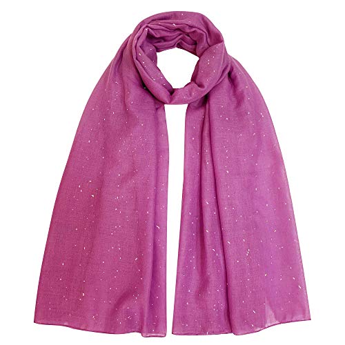 Lina & Lily Mini Schimmer Glitzer Einfarbig Damen Schal Kopf Wrap Hijab, #27 Rose Pink, 180cm x 95cm von Lina & Lily