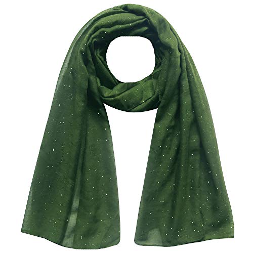 Lina & Lily Mini Shimmer Glitters Uni Color Damen Schal Head Wrap Hijab Gr. 42, #22 Waldgrün von Lina & Lily