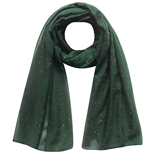 Lina & Lily Mini Shimmer Glitters Uni Color Damen Schal Head Wrap Hijab Gr. 42, #23 Dunkelgrün von Lina & Lily