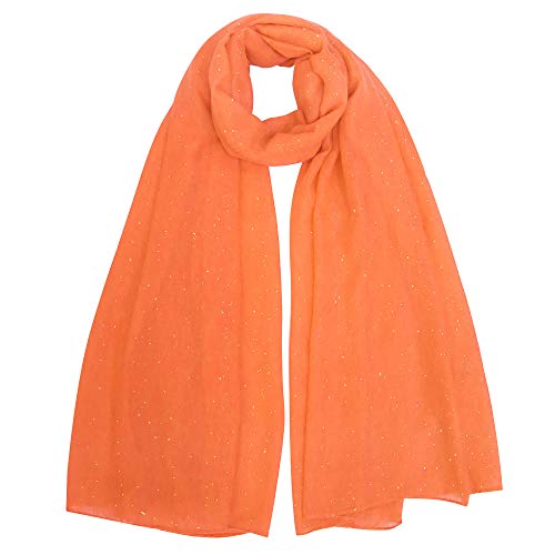 Lina & Lily Mini Shimmer Glitters Einfarbig Damen Schal Kopftuch Hijab, #33 Neon Orange, 180cm x 95cm Lina & Lily Mini Shimmer Glitters Einfarbig Damen Schal Kopftuch Hijab, #33 Neon Orange, 180cm x 95cm von Lina & Lily