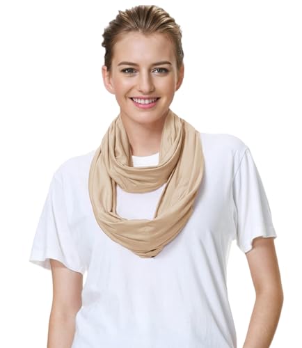 Lina & Lily Modal Premium Jersey Loop Schal für Damen Herren (Beige) von Lina & Lily