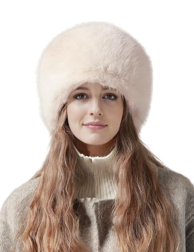 Lina & Lily Mütze Damen Winter aus Kunstfell (Beige) von Lina & Lily