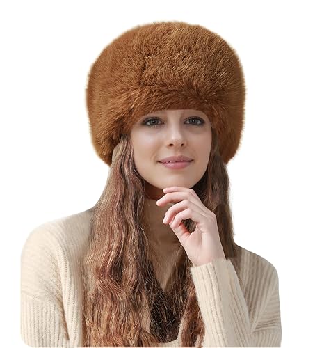 Lina & Lily Mütze Damen Winter aus Kunstfell (Hellbraun) von Lina & Lily