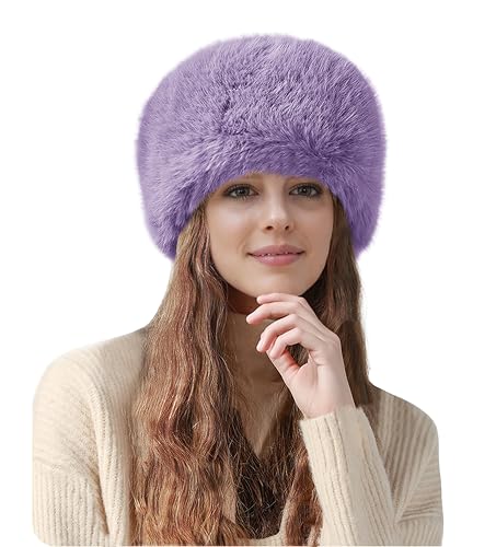 Lina & Lily Mütze Damen Winter aus Kunstfell (Hellviolett) von Lina & Lily