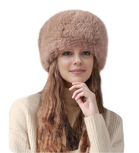 Lina & Lily Mütze Damen Winter aus Kunstfell (Kamel) von Lina & Lily