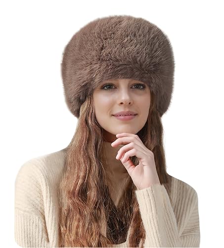 Lina & Lily Mütze Damen Winter aus Kunstfell (Khaki) von Lina & Lily