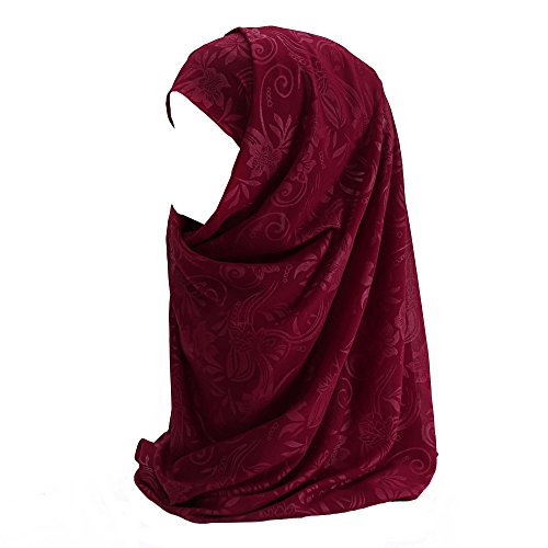 Lina & Lily Muslim Hijab Kopftuch aus Chiffon mit Blumenmuster (Dunkelrot) von Lina & Lily