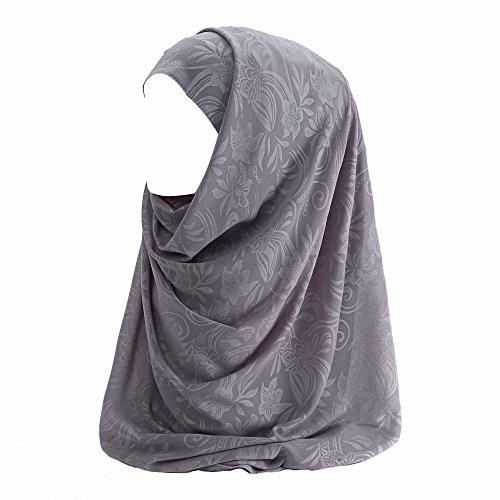 Lina & Lily Muslim Hijab Kopftuch aus Chiffon mit Blumenmuster (Grau) von Lina & Lily