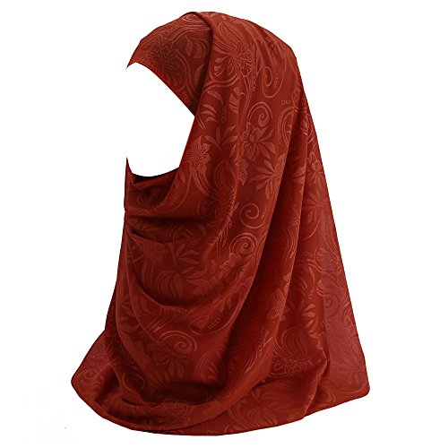 Lina & Lily Muslim Hijab Kopftuch aus Chiffon mit Blumenmuster (Rost) von Lina & Lily