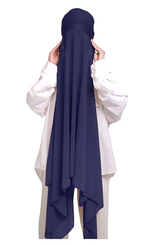 Lina & Lily Chiffon Instant Hijab mit Jersey Unterkappe, Damen Kopftuch Set mit Bindeband (Marineblau) von Lina & Lily