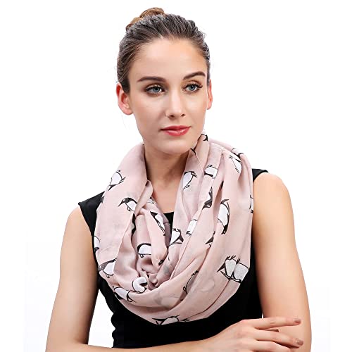 Lina & Lily Pinguin Damen Loop Schal Schlauchschal (Beige) von Lina & Lily