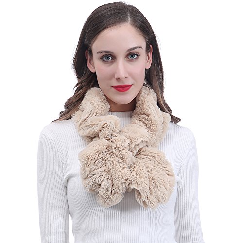 Lina & Lily Plain Ombre Farbe Fell Faux Fur Damen Winter Twist Schal Schlauchschal (Beige) von Lina & Lily