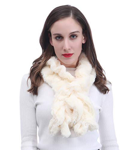 Lina & Lily Plain Ombre Farbe Fell Faux Fur Damen Winter Twist Schal Schlauchschal (Milch Weiß) von Lina & Lily