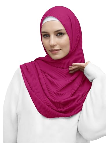 Lina & Lily Plissee-Schal Hijab Kopftuch für muslimische Damen aus Leicht Stoff (Rosa) von Lina & Lily