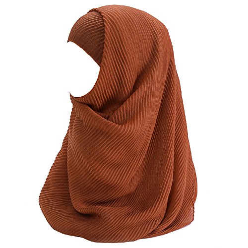 Lina & Lily Plissee-Schal Hijab Kopftuch für muslimische Damen aus Leicht Stoff (Rostrot) von Lina & Lily